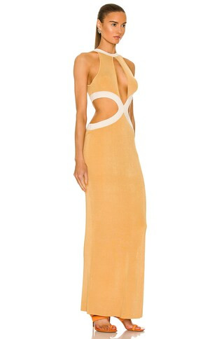 Auteur Bridgit Dress in Camel & Cream | FWRD | FWRD 