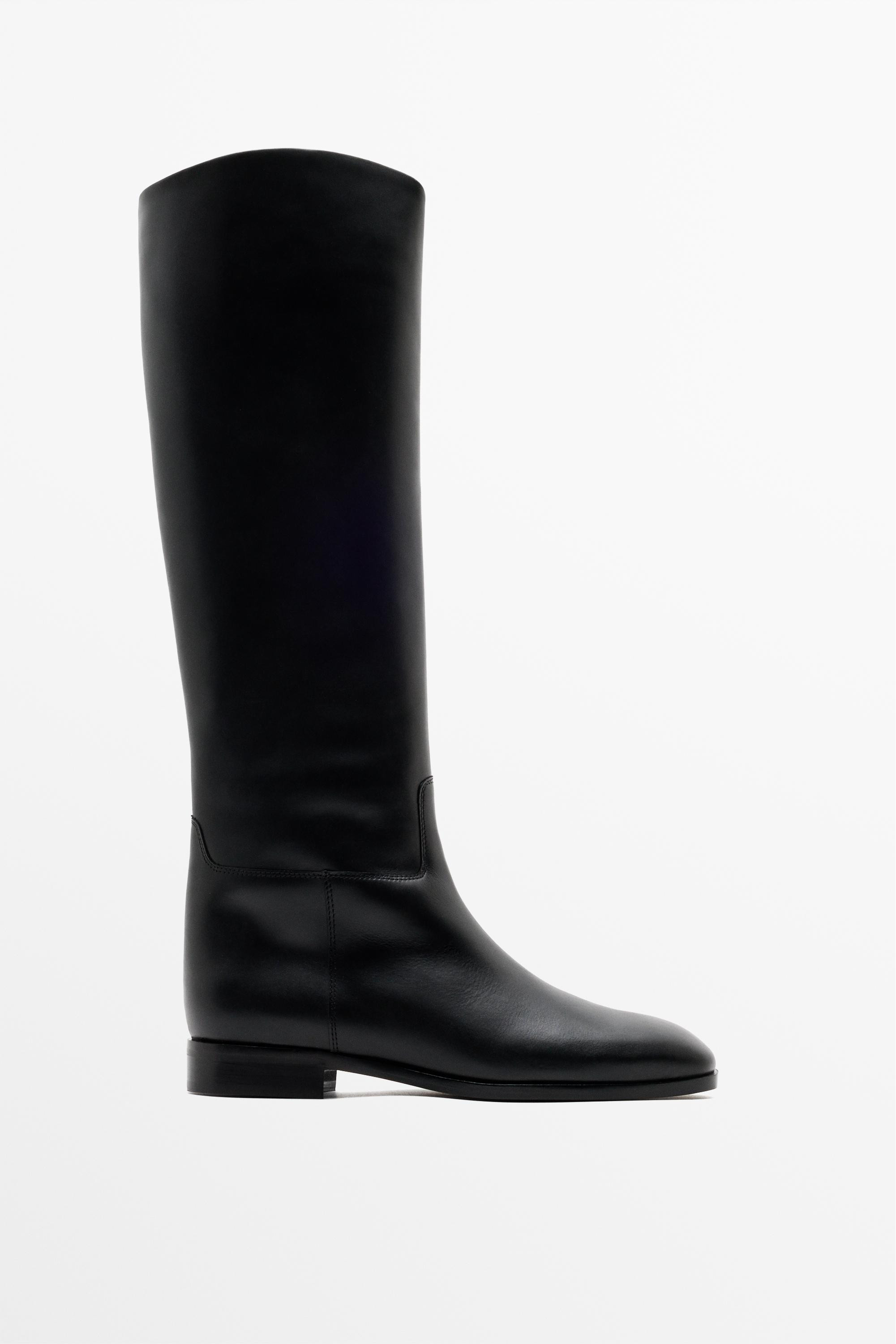 Knee-high leather boots - Made in Spain | Massimo Dutti UK