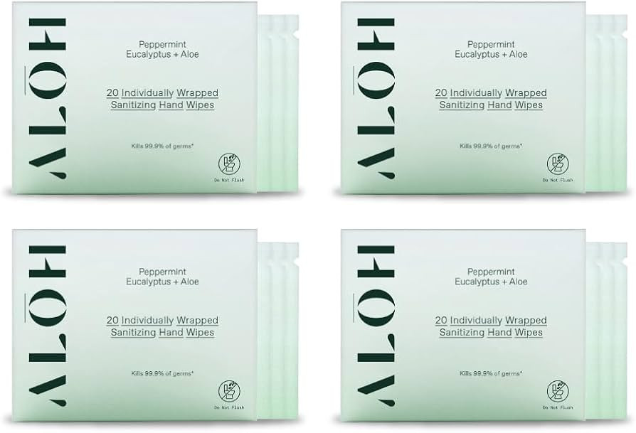 ALŌH Skin - Softening Sanitizing Hand Wipes - Peppermint Eucalyptus + Aloe (4 Boxes of 20 Indivi... | Amazon (US)