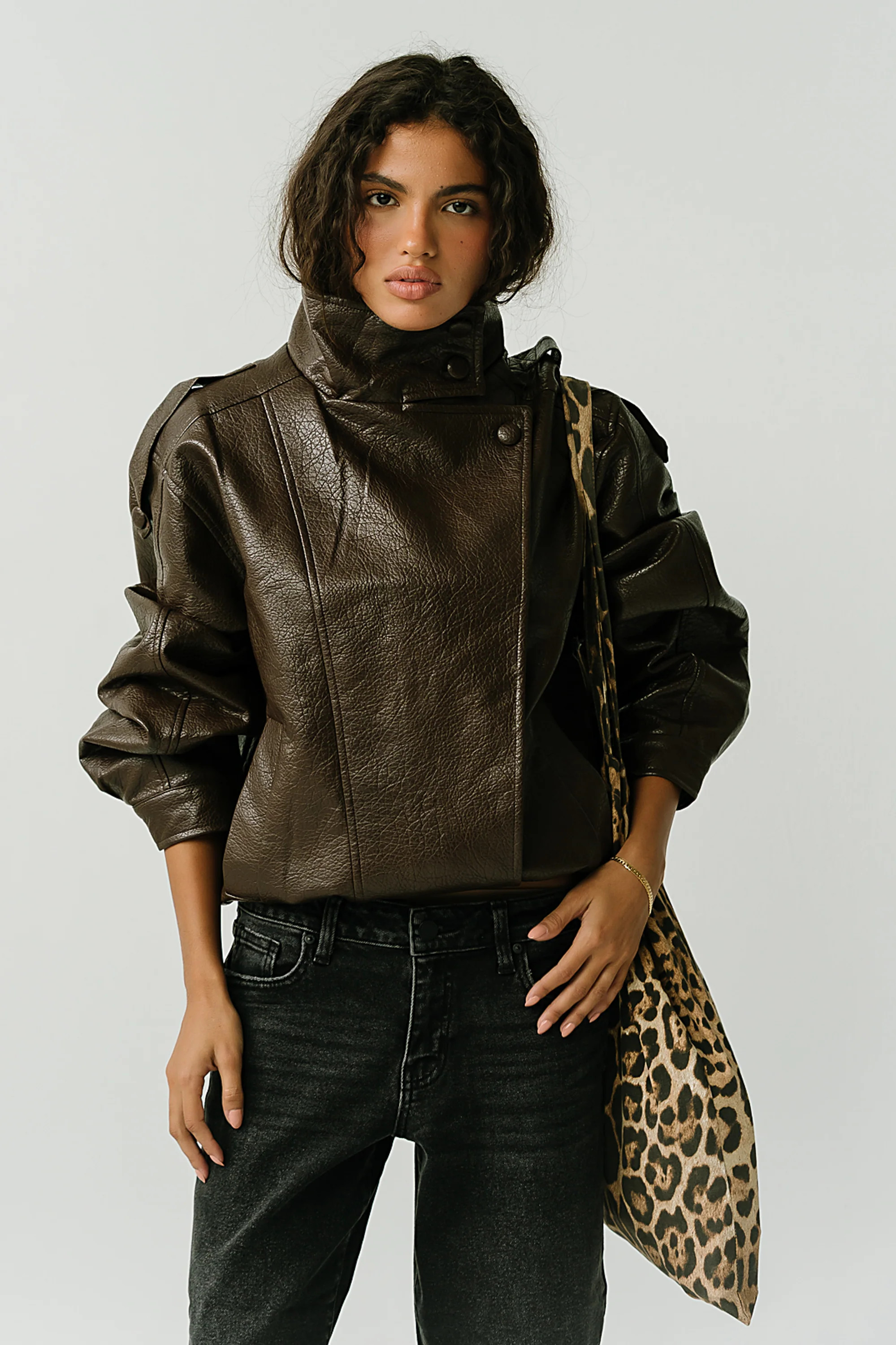 Ruth Leather Bomber Jacket in Brown | Böhme US