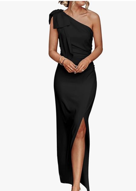 one shoulder slit black maxi dress 

#LTKwedding #LTKstyletip #LTKfindsunder100