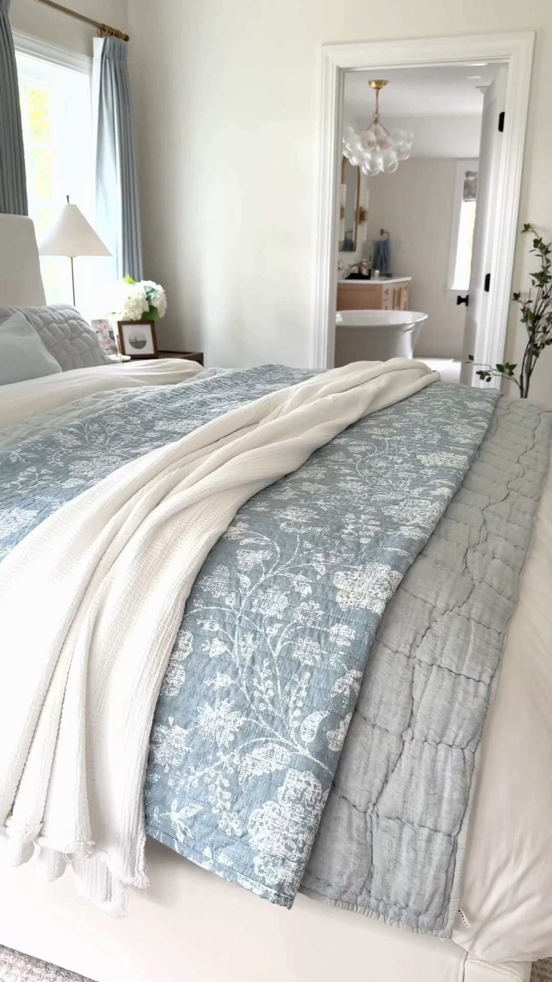 Layered bedding that’s cozy and comfortable for the cooler months. With pops of blue for a traditional modern coastal feel.

#LTKHome