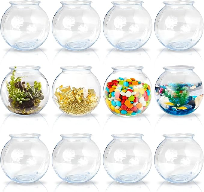 Plastic Ivy Bowls - 12 Pack - 16 Oz - Fish Bowl for Drinks, Home Décor, Unbreakable Centerpiece,... | Amazon (US)