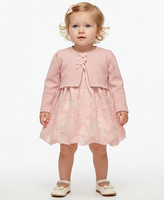 Baby Girls' Bonaz Short-Sleeve Dress and Cardigan, 2-Piece Set | Macy's