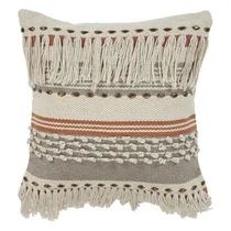 LR Home Fringe Striped Chic Natural Gray Throw Pillow ( 18" x 18" ) | Walmart (US)
