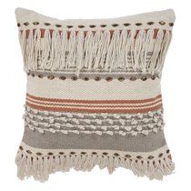 LR Home Fringe Striped Chic Natural Gray Throw Pillow ( 18" x 18" ) | Walmart (US)