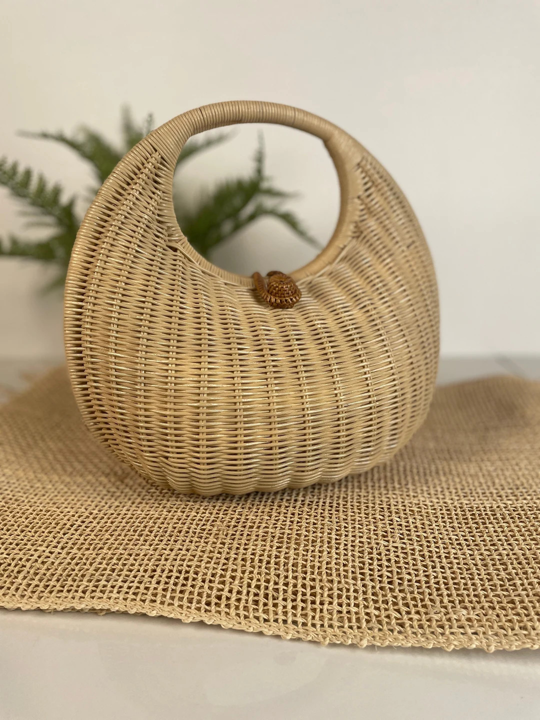 NATURAL RATTAN HANDBAG, Tropical Handbag, Straw Basket Handbag, Boho Summer Bag, Wicker Handbag, ... | Etsy (US)