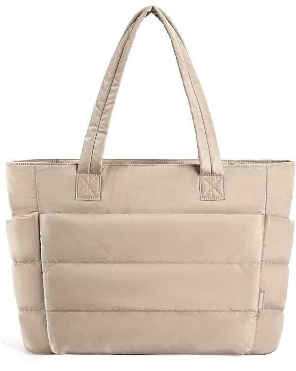 BAGSMART Tote Bag for Women, Lightweight Puffy Tote Bag with Compartments, Quilted Shoulder Bag H... | Amazon (US)