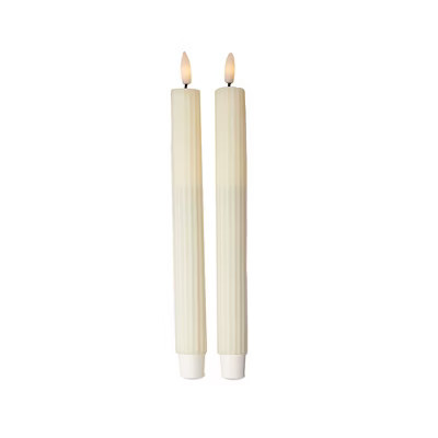 tag Ribbed Ivory Flameless Taper Candles 10 in - Paraffin Wax, Everyday Use, Wipe Clean, Safe and Elegant Lighting | Target