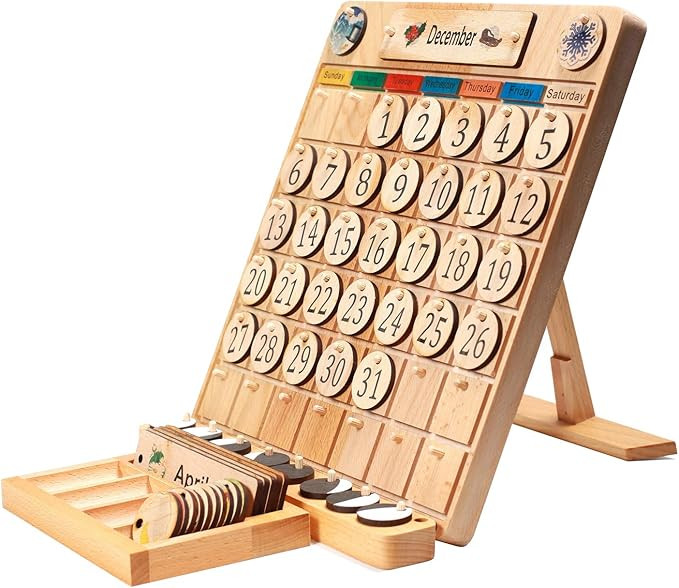 SkoolHQ Wooden Calendar for Kids - Classroom Calendar for Kids to Learn Seasons, Months & Days of... | Amazon (US)