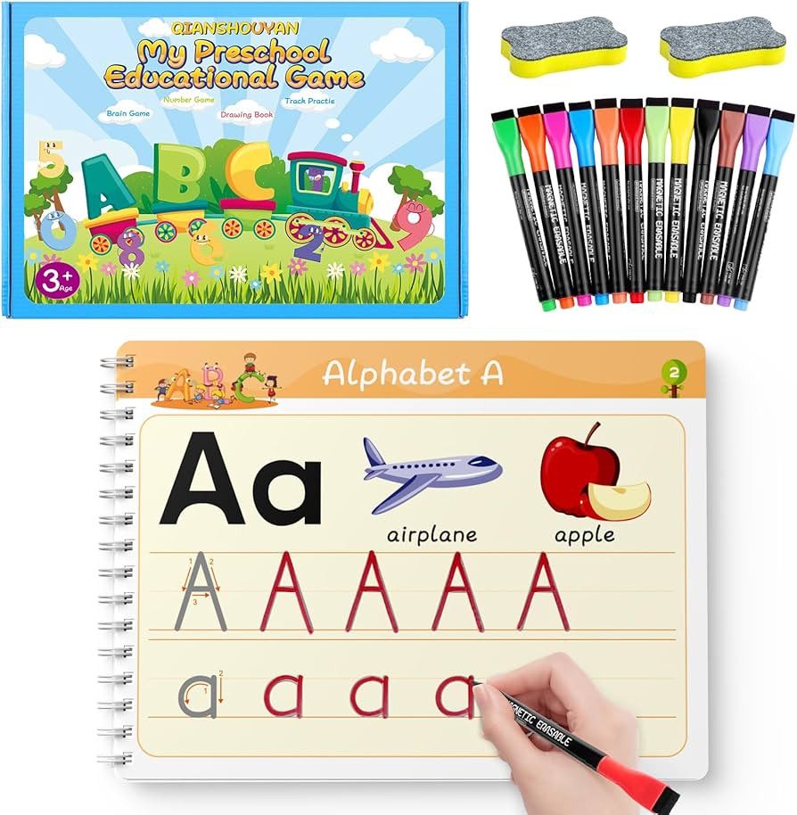 Preschool Learning Activities Educational Workbook - Toddler Prek Reusable Handwriting Practice A... | Amazon (US)