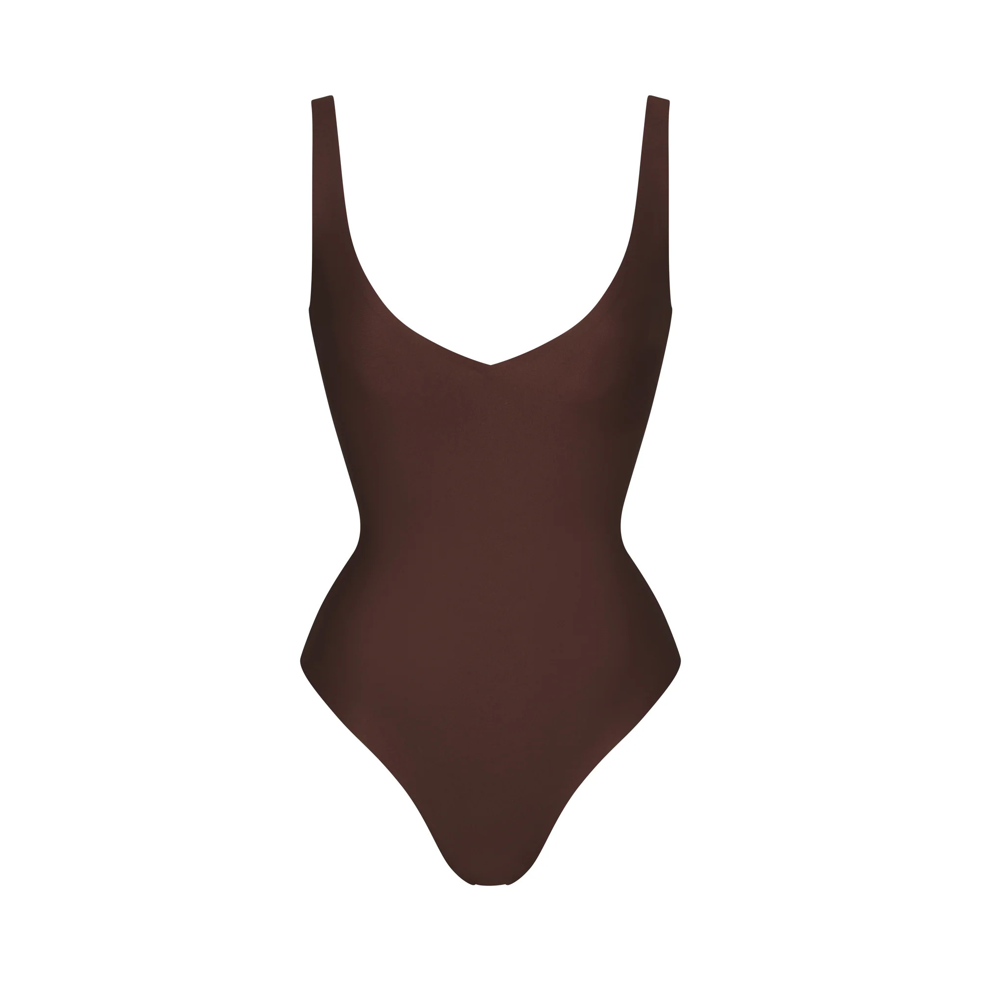 SKIMS BODY UNLINED PLUNGE THONG BODYSUIT | COCOA | SKIMS (US)