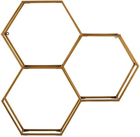 Amazon Brand – Rivet Modern Hexagon Honeycomb Floating Wall Shelf Unit with Glass Shelves - 28 ... | Amazon (US)