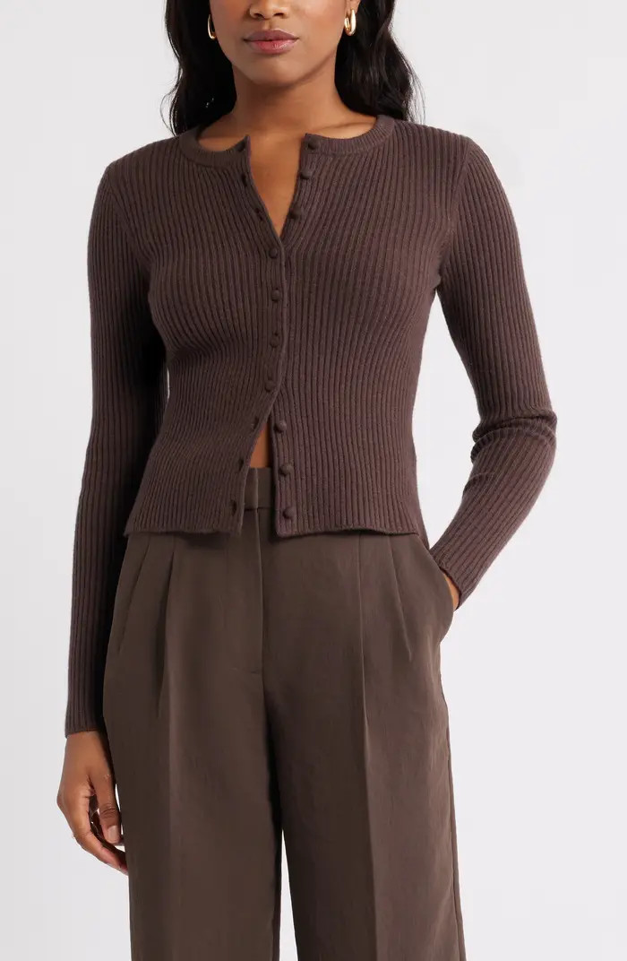 Ribbed Crewneck Cardigan | Nordstrom