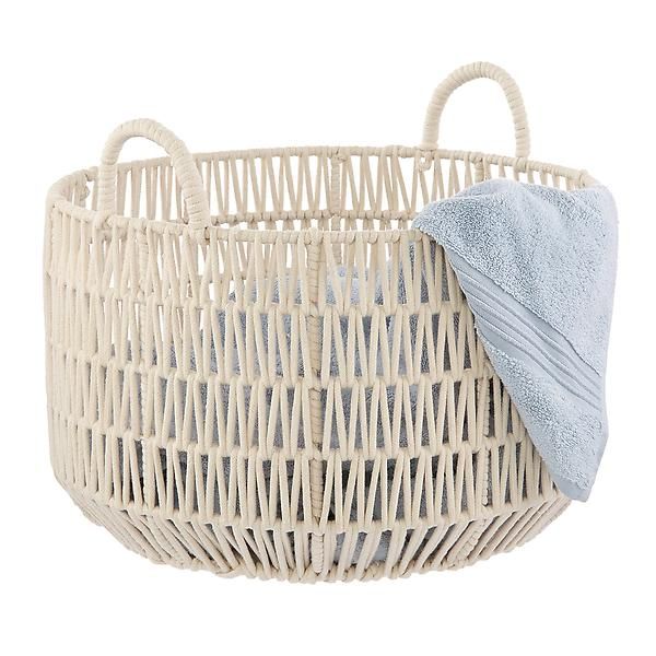 Luna Round Cotton Rope Laundry Basket | The Container Store