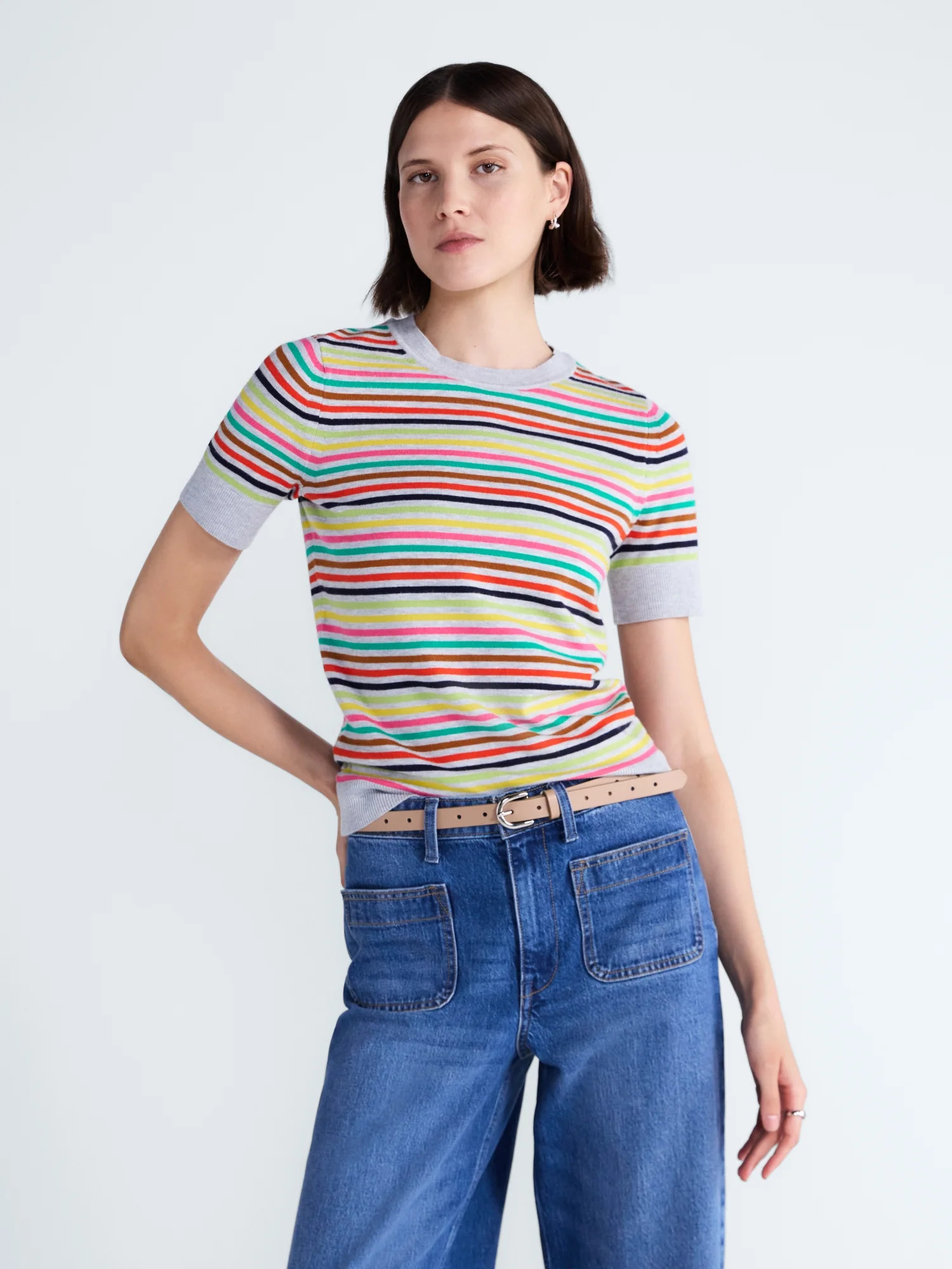 Free Assembly Women's and Women's Plus Cozy Yarn Sweater Tee with Short Sleeves, Sizes XS-4X | Walmart (US)