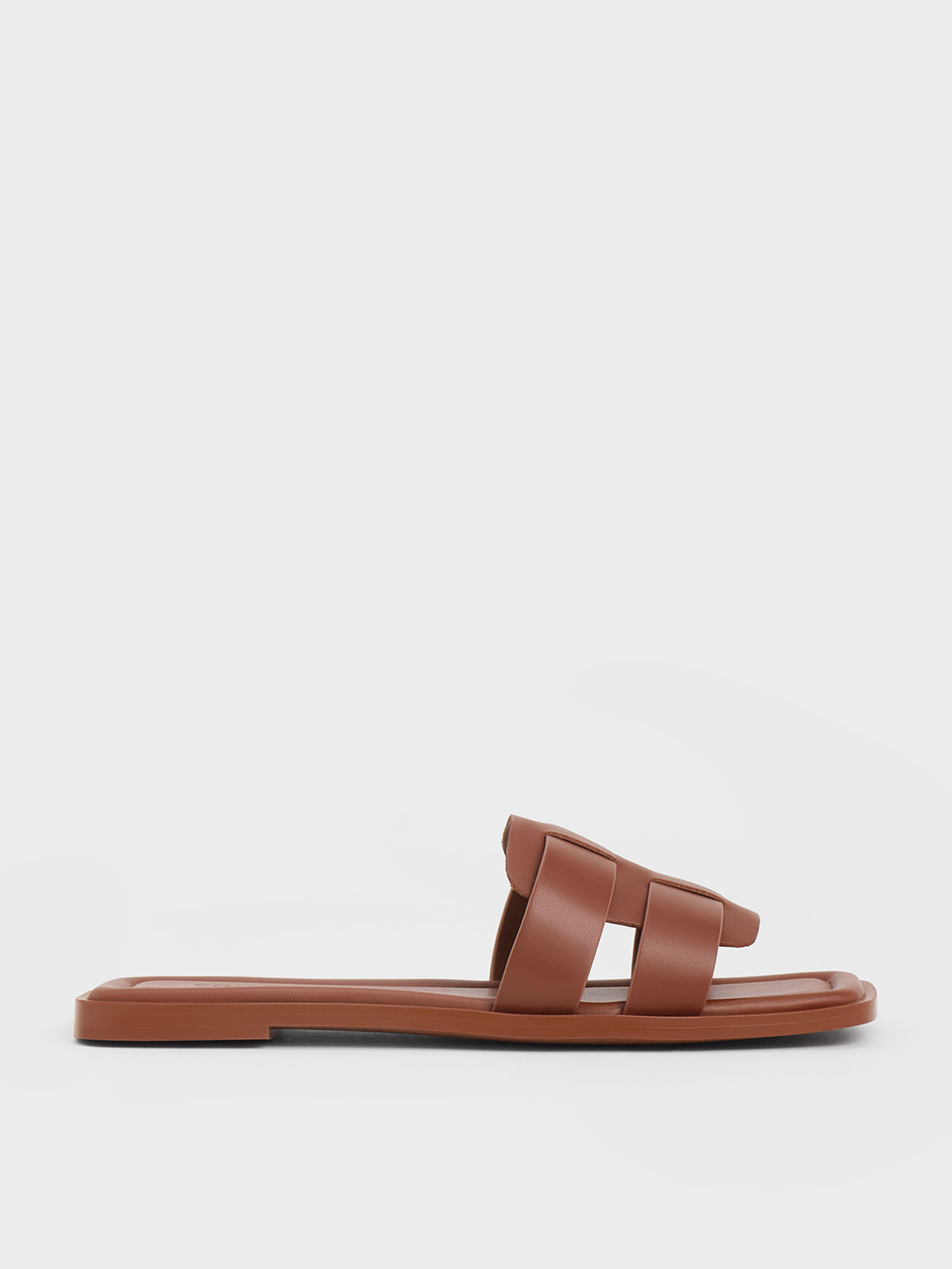 Trichelle Interwoven Leather Slide Sandals
 - Dark Brown | Charles & Keith UK