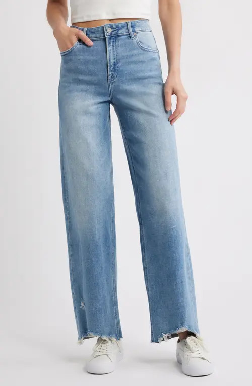 HIDDEN JEANS Frayed Hem Dad Jeans in Medium Wash at Nordstrom, Size 26 | Nordstrom