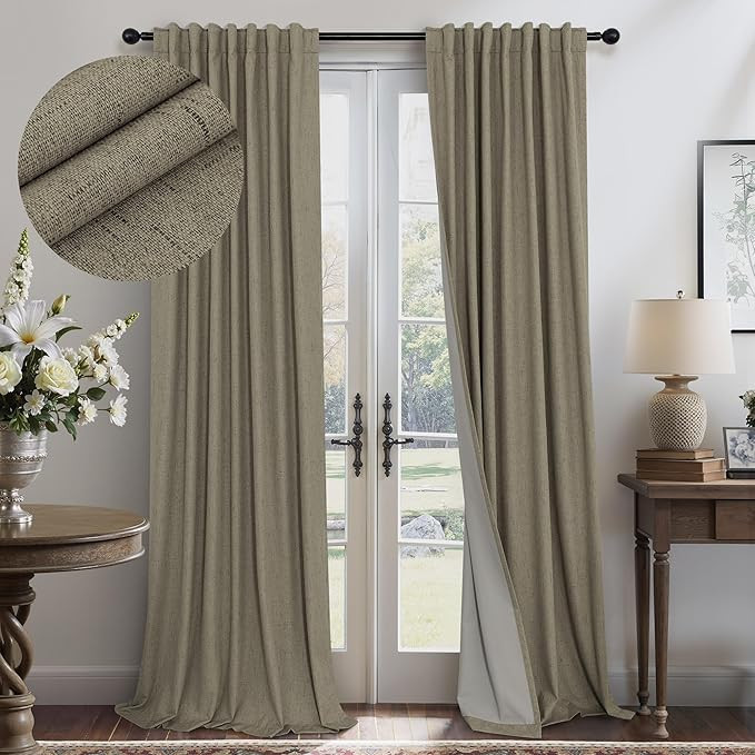 Pitalk Taupe Blackout Curtains 84 Inches Long for Bedroom 2 Panel Burg Linen Textured Room Darken... | Amazon (US)