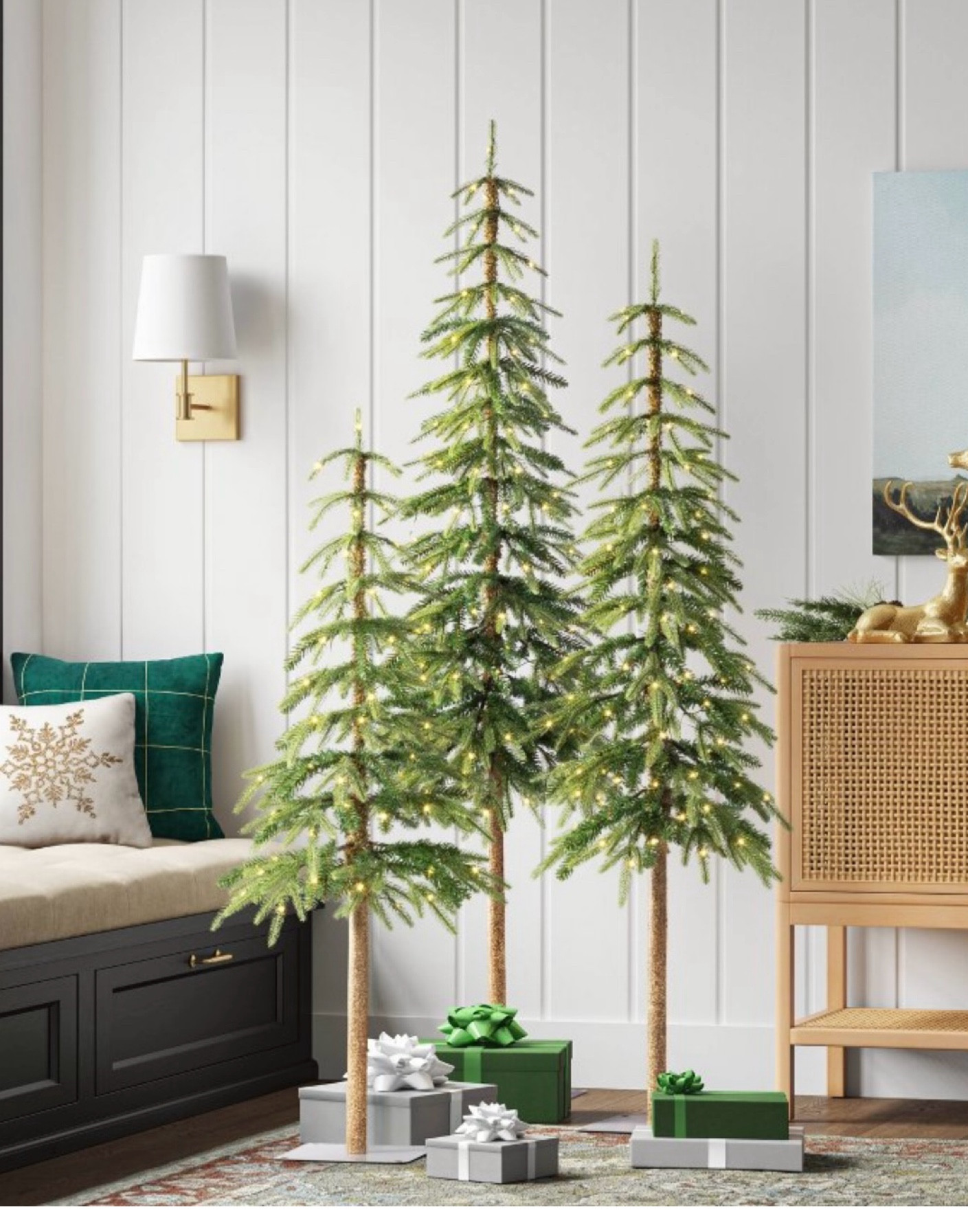 The Alpine downswept artificial Christmas trees are in stock. They sell out fast! They come in 3 different sizes

#LTKSeasonal