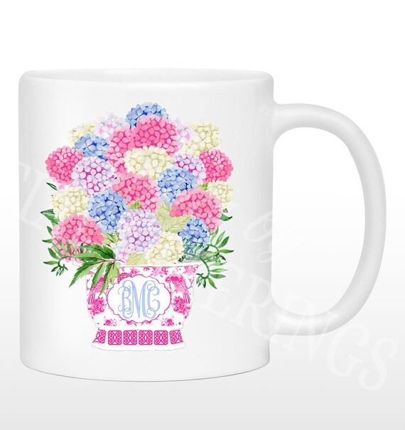 Monogram Mug | Personalized Mug | Gift for Her | Gift for Wife | Gift for Mom | Pink Chinoiserie ... | Etsy (US)