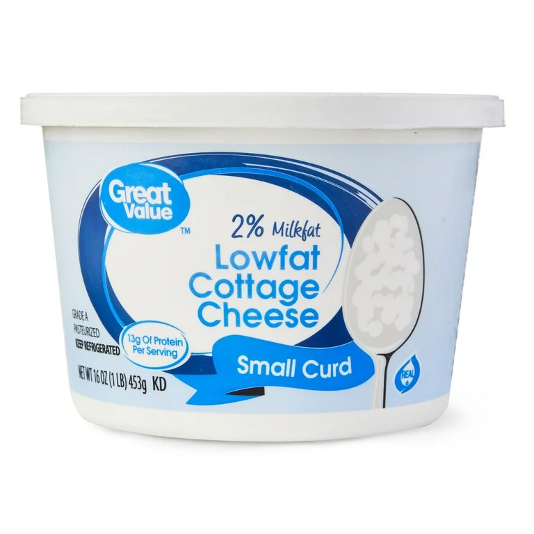 Great Value 2% Milkfat Low-fat Small Curd Cottage Cheese, 16 oz Tub - Walmart.com | Walmart (US)