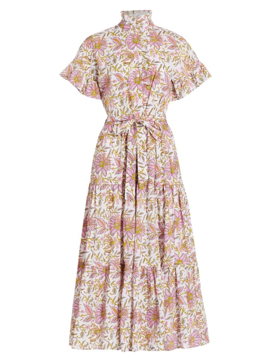 Victoria Belted Floral Midi-Dress | Saks Fifth Avenue