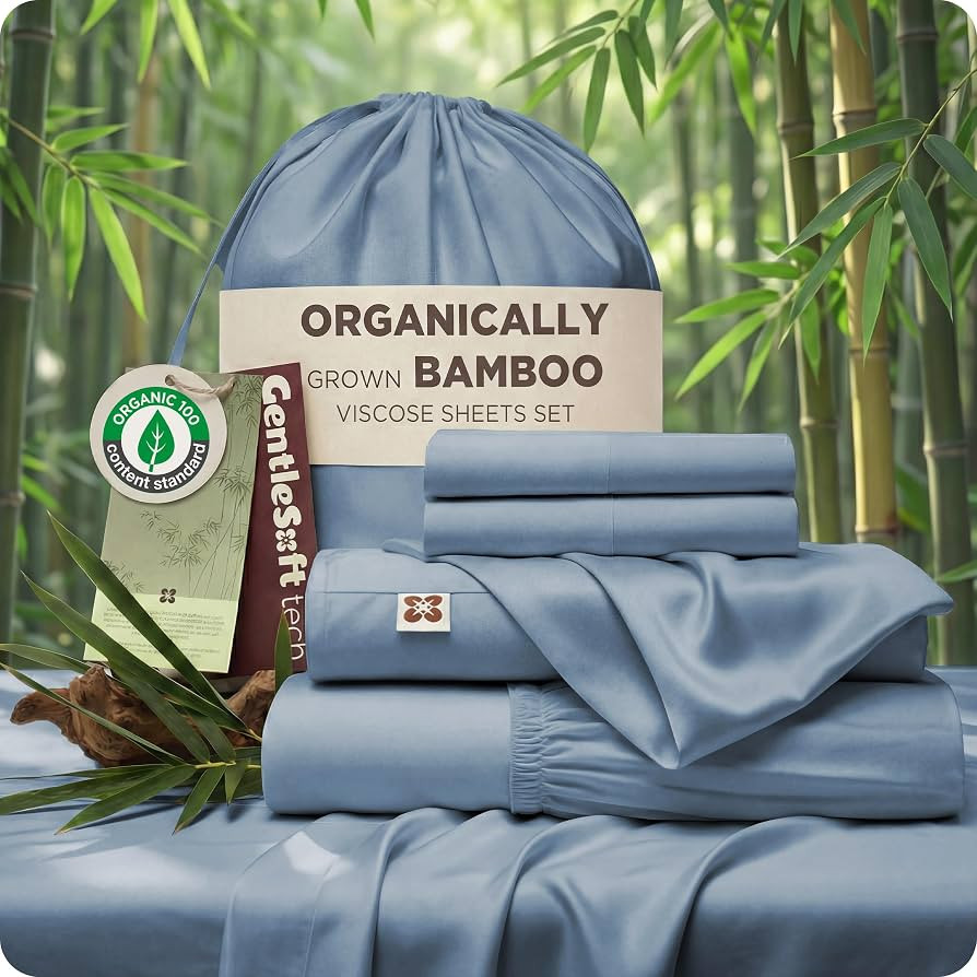 Bedsure 100% Organically Grown Bamboo Viscose King Size Sheets Set | Cooling Bedsheets for Hot Sl... | Amazon (US)