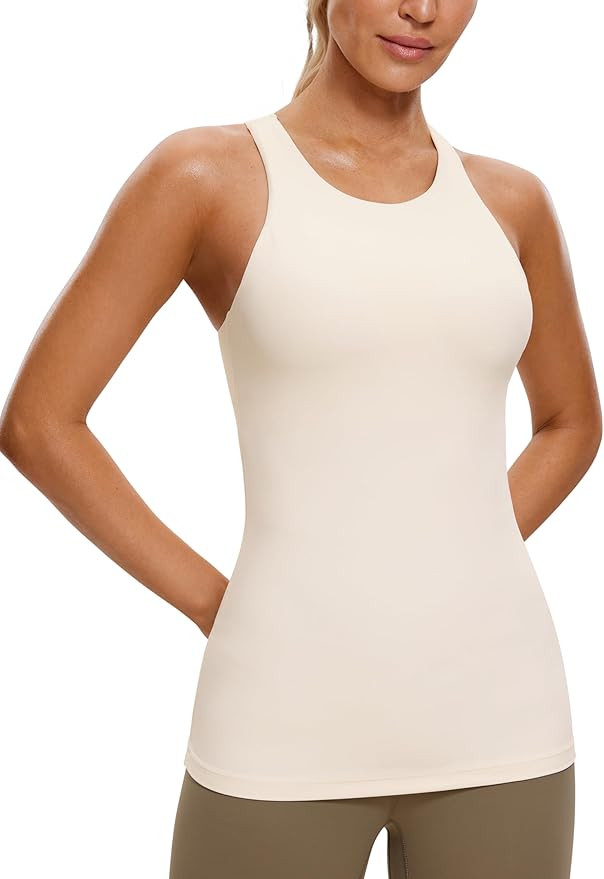 CRZ YOGA Butterluxe Womens Racerback High Neck Tank Top - with Built in Bra Workout Padded Yoga A... | Amazon (US)