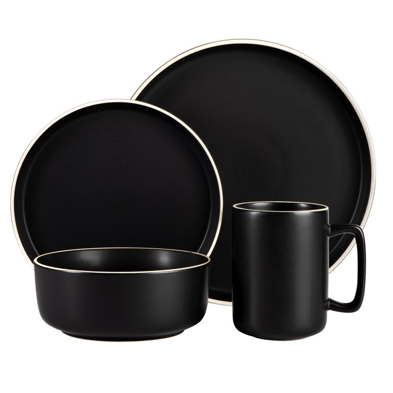 Gap Home 16-Piece Round Black Stoneware Dinnerware Set | Walmart (US)