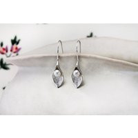 Pearl Drop Earrings, Handmade Calla Lily Freshwater Floral Jewellery, Flower Earrings For Women | Etsy (US)