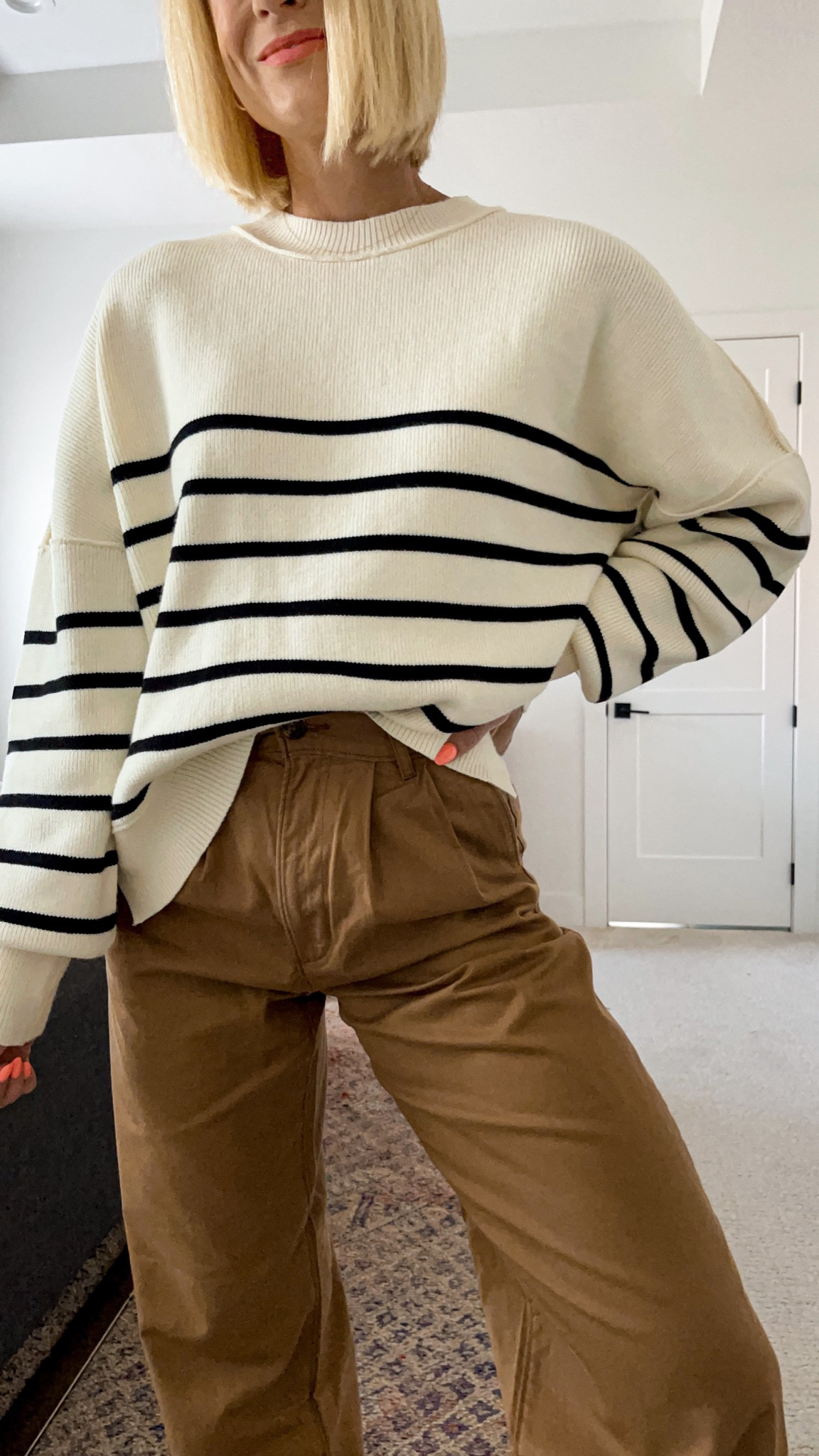 Amazon sweater JUST like the free people easy street. This is the best one I’ve tried from Amazon. Levi’s New pleated baggy pants. Currently 30% off when you spend $125 — grab a pair of ribcage too!
Pants: wearing 26x32, runs big size down 
Sweater: wearing medium, could prob do a small too

#LTKSeasonal #LTKsalealert #LTKSale