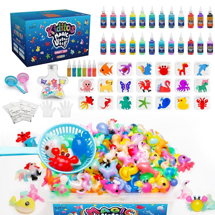 Kiditos Magic Water Elf Toy Kit – 24 Assorted Magic Gels + 6 Glitter Powders & 20 Molds – Sum... | Amazon (US)