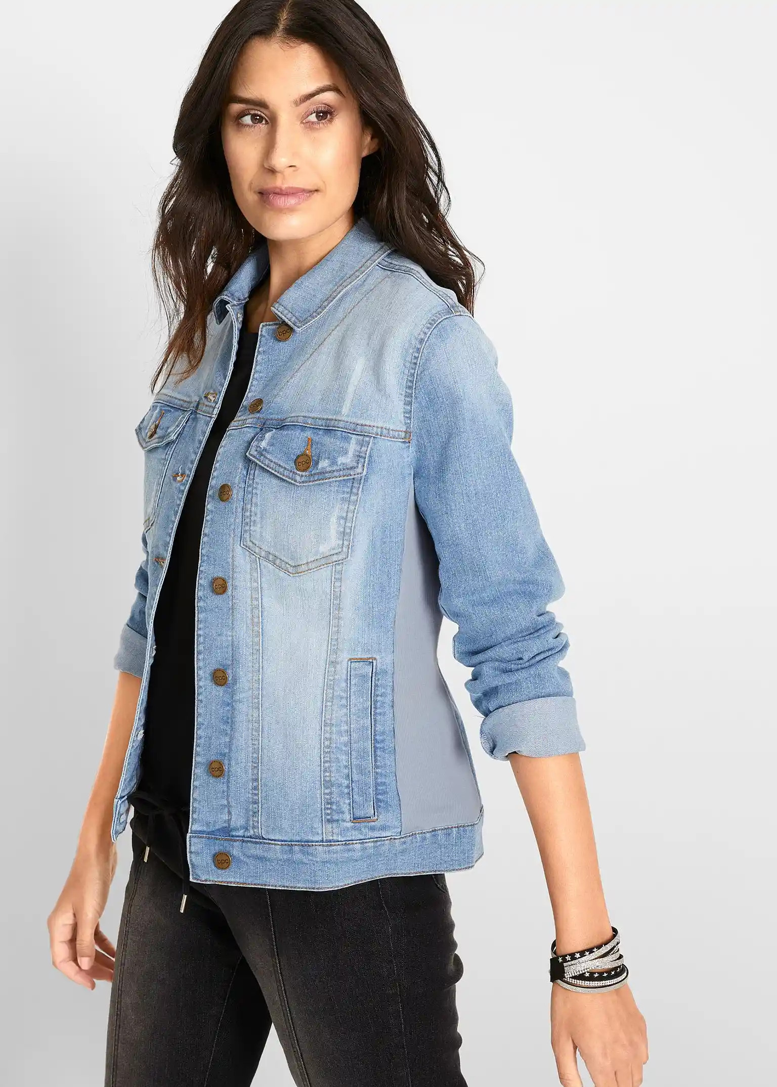 Jeansjacke mit seitlichem Rippeinsatz | Bonprix DE