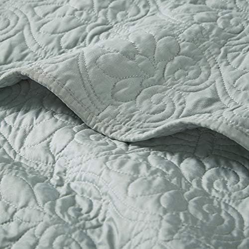 Madison Park Quebec Luxury Oversized Quilted Throw Seafoam 60x70 Premium Soft Cozy Microfiber With C | Amazon (US)