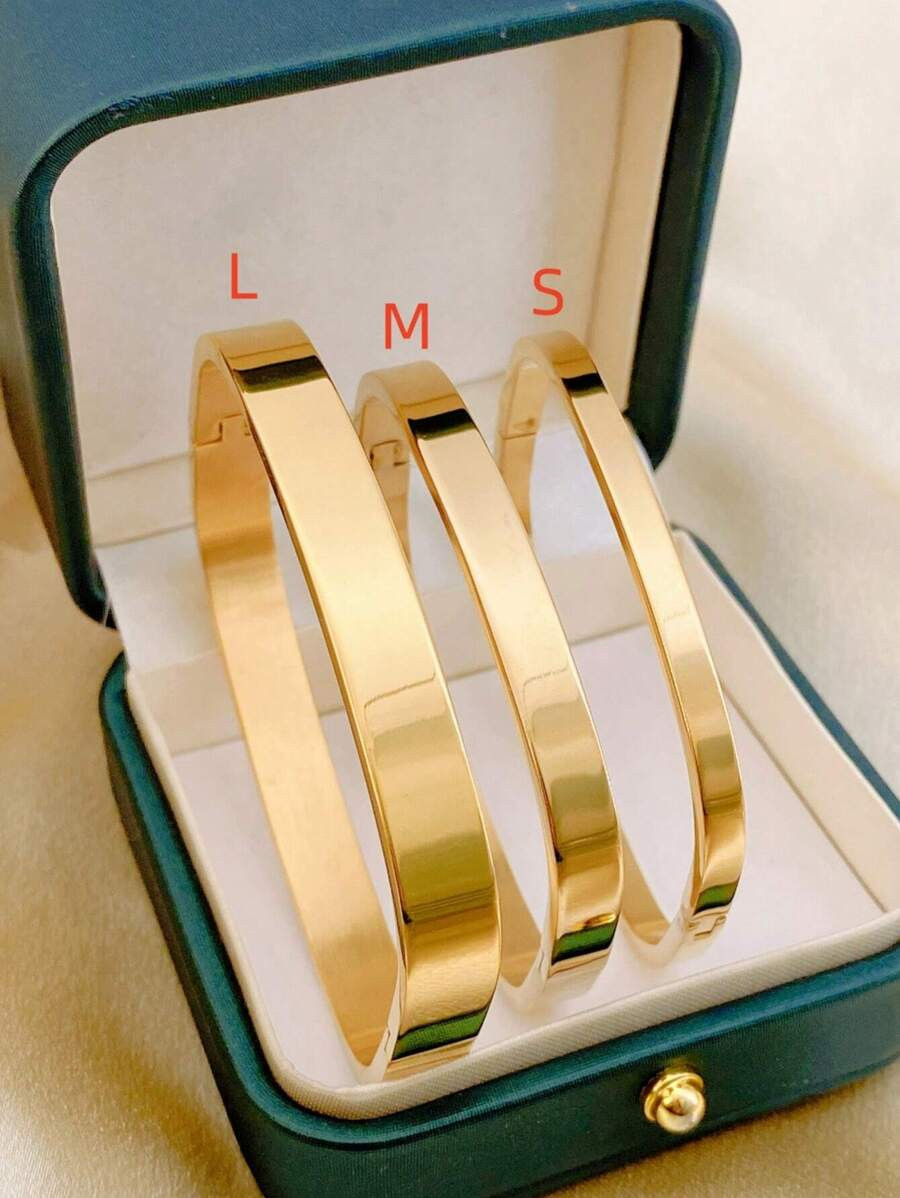 Minimalist Chic Shiny Square Design High-end Ladies' Gold Bangle With Multiple Sizes For Daily Ac... | SHEIN