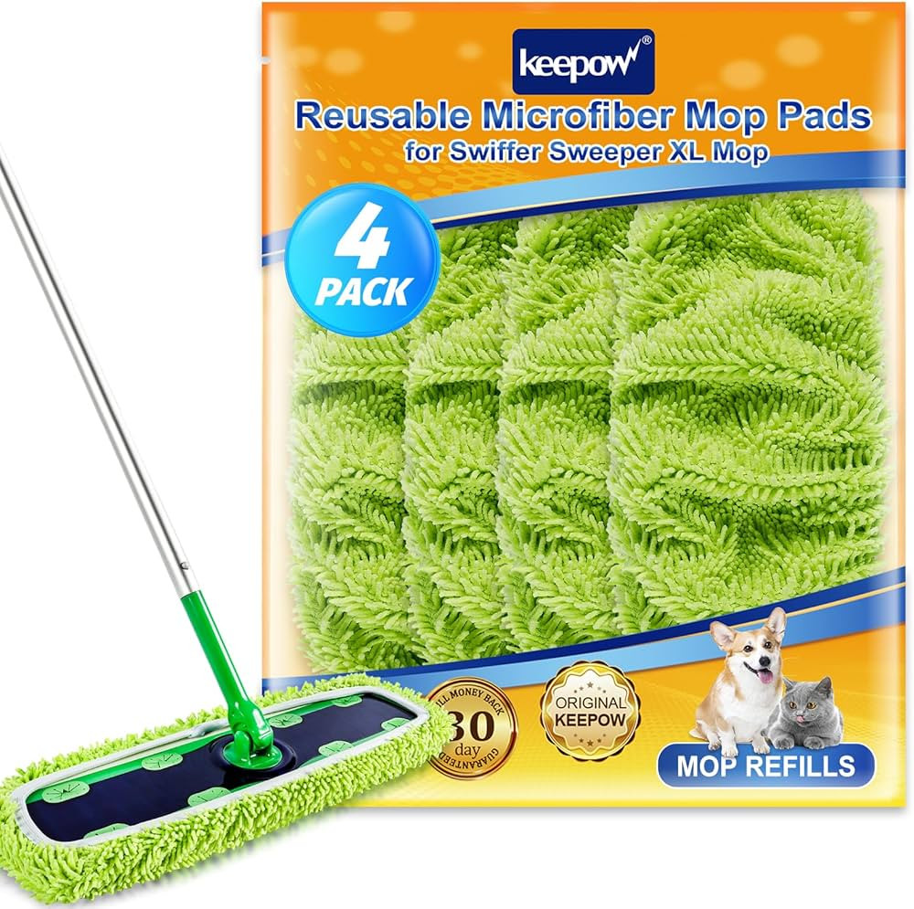 KEEPOW Reusable XL Mop Pads Compatible with Swiffer XL Sweeper, X-Large Dry Sweeping Cloths, Wet ... | Amazon (US)