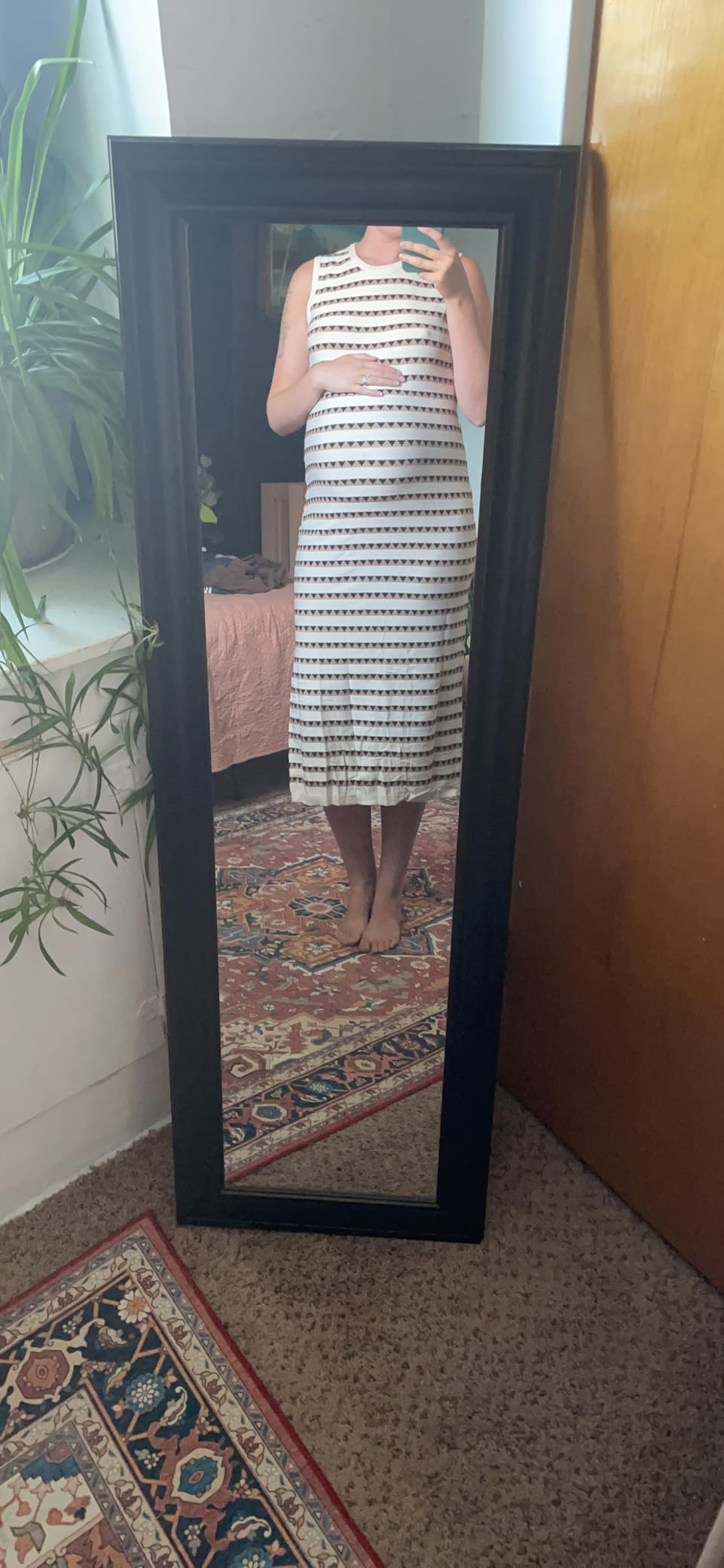 OUGES Women's 2025 Summer Maternity Dress Knit Sleeveless Crewneck Midi Dress Side Slit Striped B... | Amazon (US)