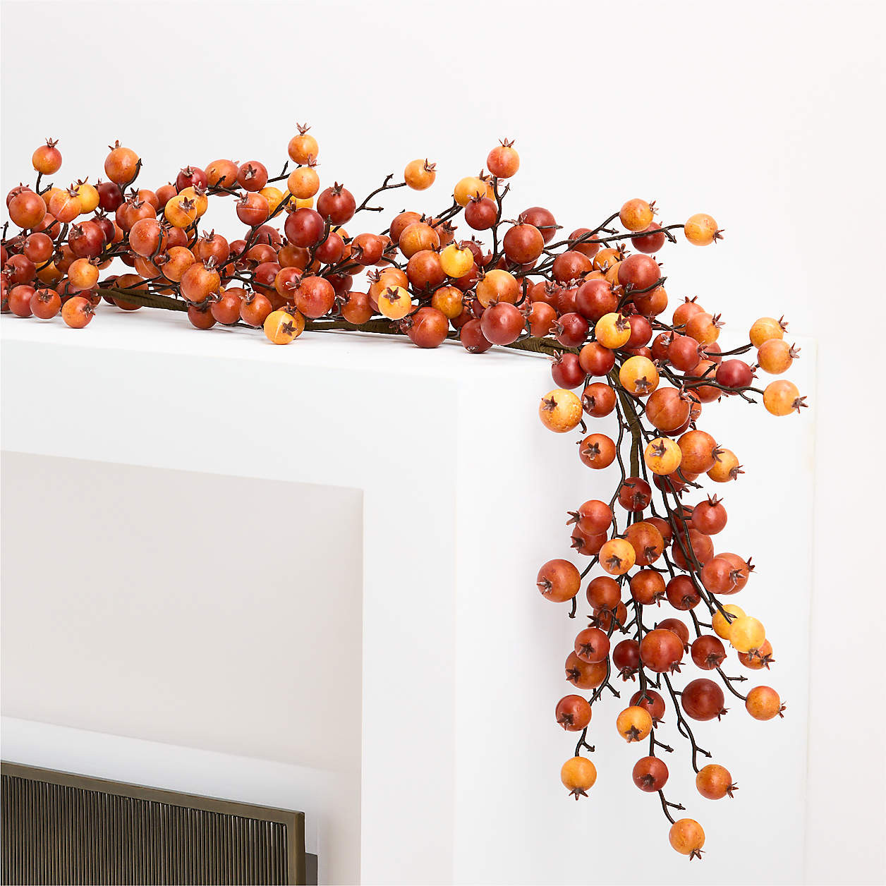 Faux Crab Apple Garland 72" | Crate & Barrel | Crate & Barrel