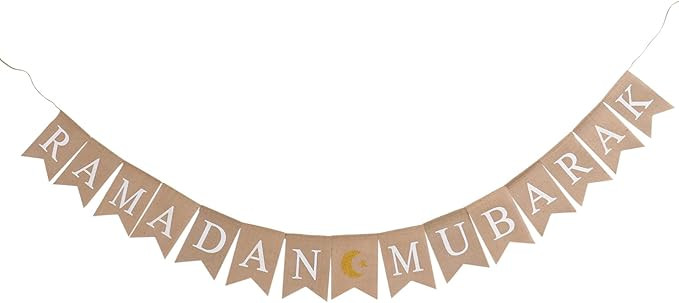 Amosfun Muslim Ramadan Bunting Banner Eid Decorative Burlap Banner Flags Linen Swallowtail Pull F... | Amazon (UK)