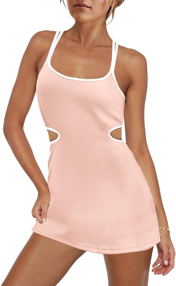 LAMISSCHE Womens Tennis Dress Built in Bra and Shorts Athletic Golf Mini Dress Backless Cut Out O... | Amazon (US)