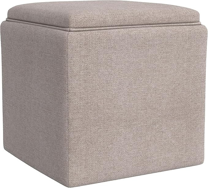 Homepop Home Decor |HomePop Storage Ottoman with Tray Top|Upholstered Modern Square Storage Ottom... | Amazon (US)