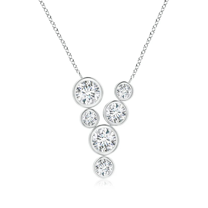 Lab-Grown Bezel-Set Scattered Diamond Necklace | Angara Inc.