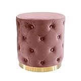 Noori Rug Home - Lux Collection Modern Elan Round Tea Pink Velvet Ottoman - 16x16x17 - Livingroom,Be | Amazon (US)