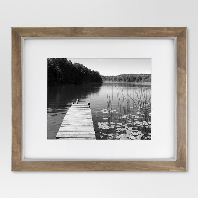 16" x 20" Matted to 11" x 14" Wood and Metal Edge Frame Brown - Threshold™ | Target