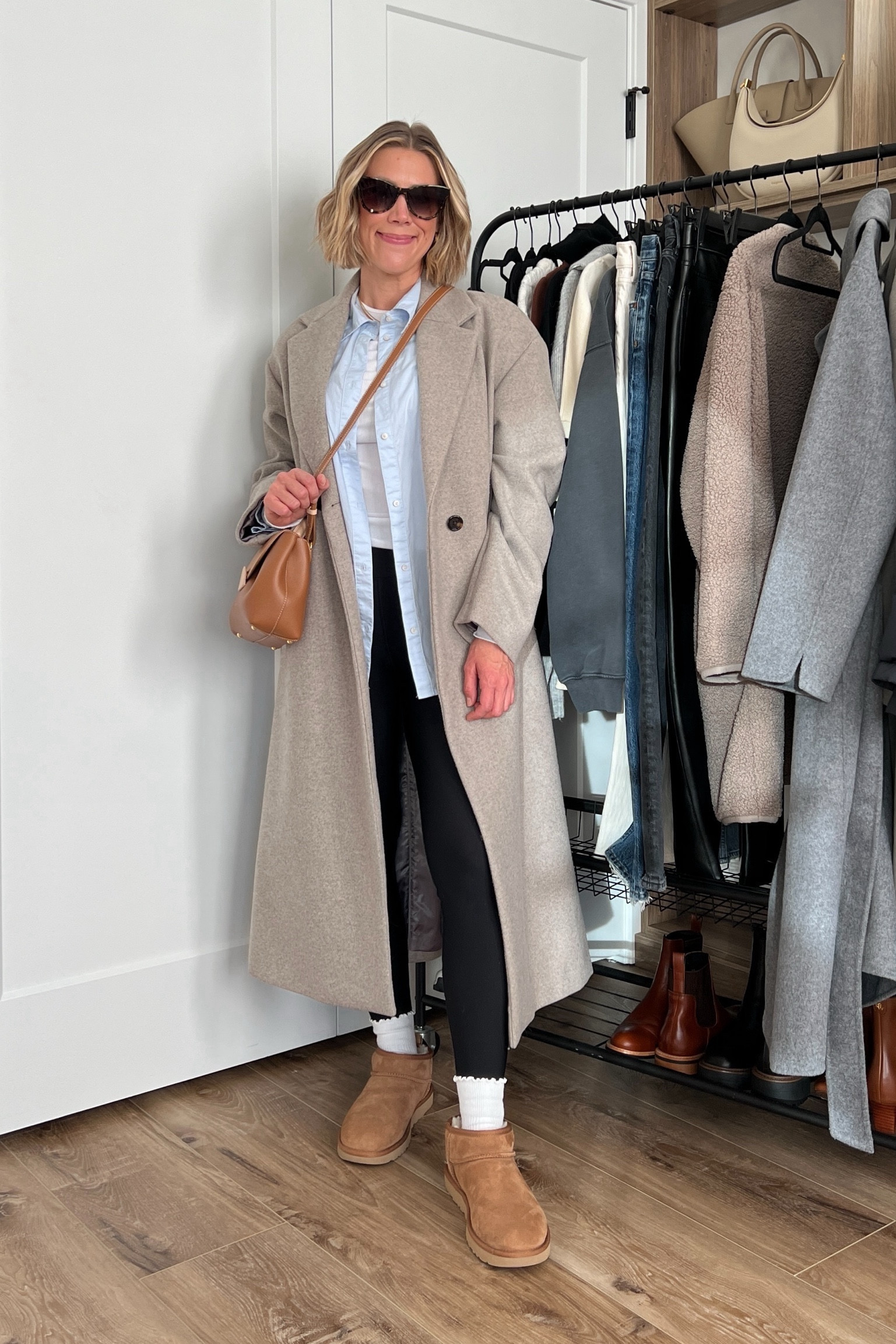 Wearing small leggings, medium button-up shirt, small ribbed long sleeve shirt,, small long wool coat, boots tts 

#LTKfindsunder100 #LTKfindsunder50 #LTKsalealert