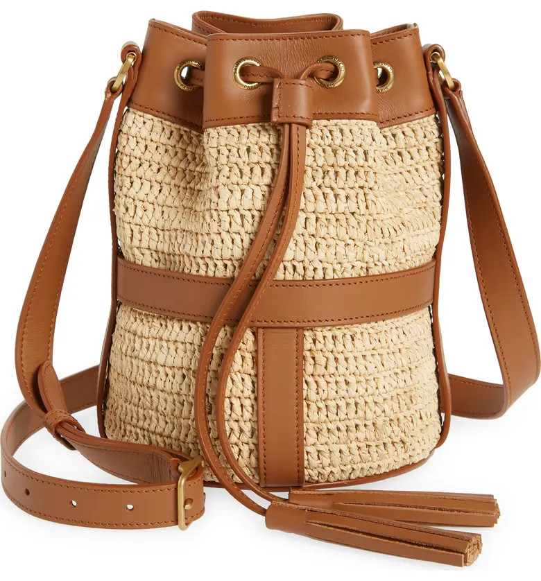 Saint Laurent Crochet Raffia Bucket Bag | Nordstrom | Nordstrom