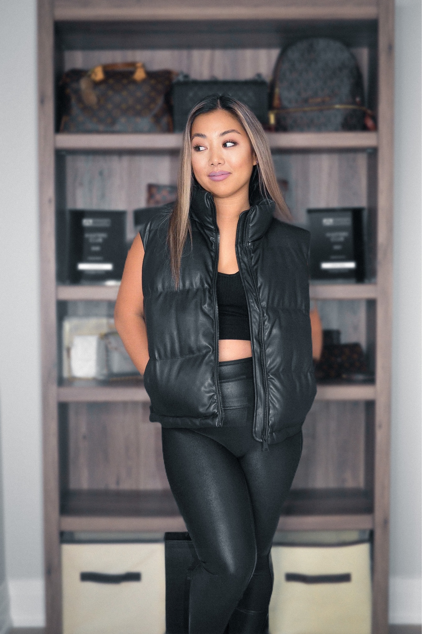 Black Puffer Leather Vest

#LTKSeasonal #LTKunder100 #LTKstyletip