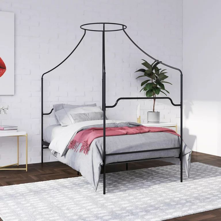 Novogratz Camilla Metal Canopy Bed, Twin Size Frame, Black | Walmart (US)