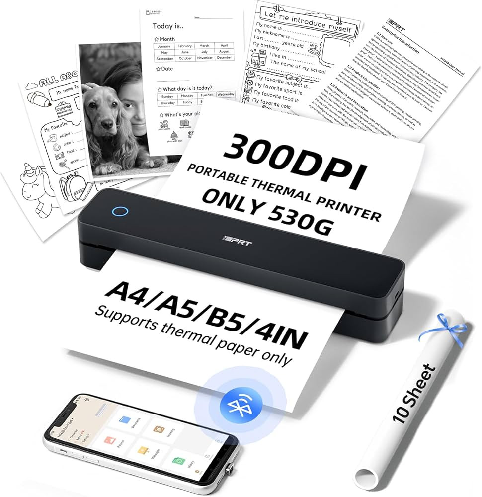 Impresora térmica portátil para viajes, impresoras móviles sin tinta de 300 DPI, impresora peq... | Amazon (US)